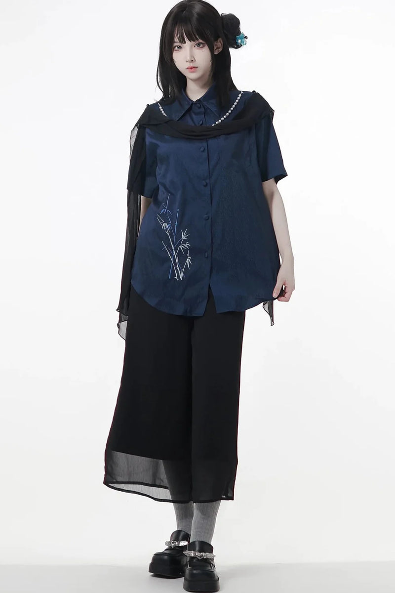 Subcultural Modern China Top + Pants + Off-shoulder Shirt + Skirt