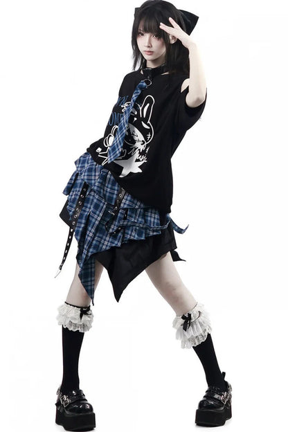 Subculture Punk Dark Kawaii Top + Skirt + Pants