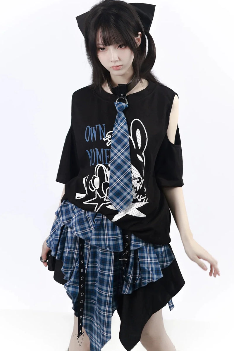 Subculture Punk Dark Kawaii Top + Skirt + Pants