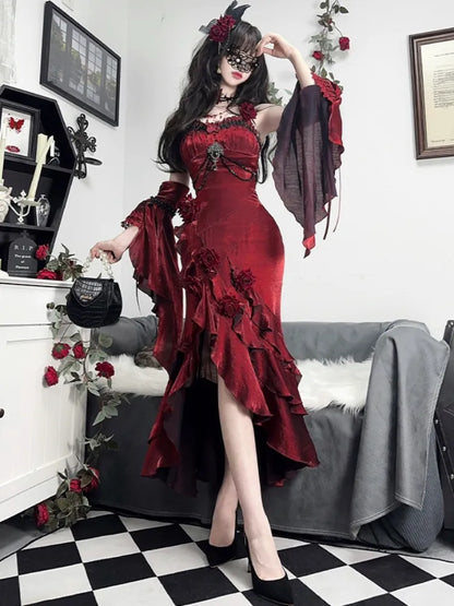 [pre-order] Amour Rose Burgundy Wizard of Oz Selena Purple Mermaid Dress Set