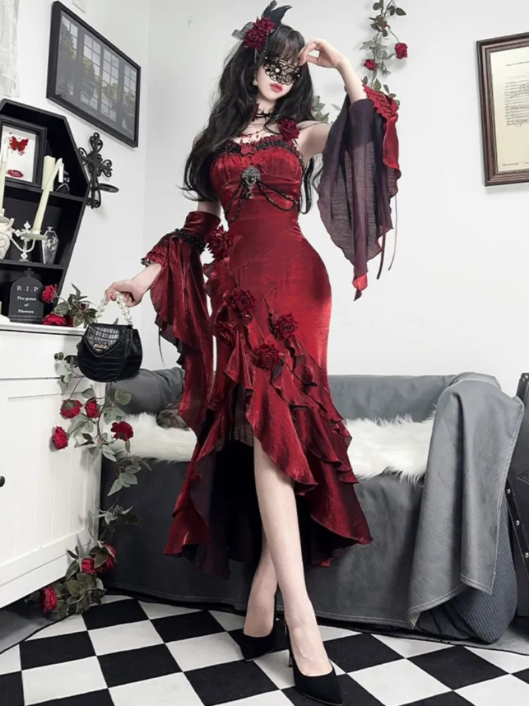 [pre-order] Amour Rose Burgundy Wizard of Oz Selena Purple Mermaid Dress Set