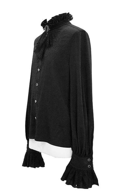 Black Chiffon Embroidered Long Sleeves Gothic Blouse