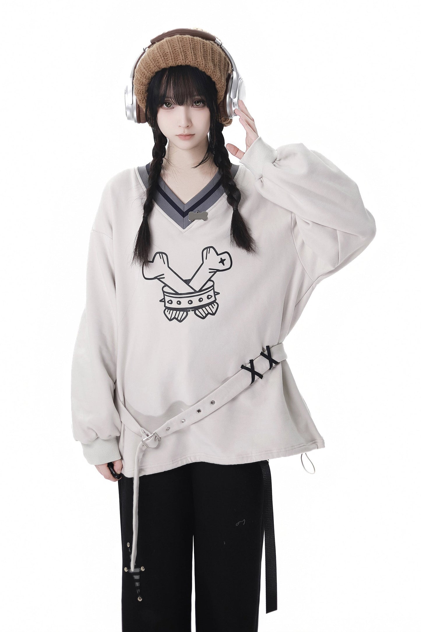Gray Tone Shadow High End Star Cross Patch Buckle Coat Set