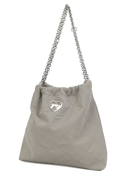 Cool Metal Diamond Quilted Leather Chain Tote Bag