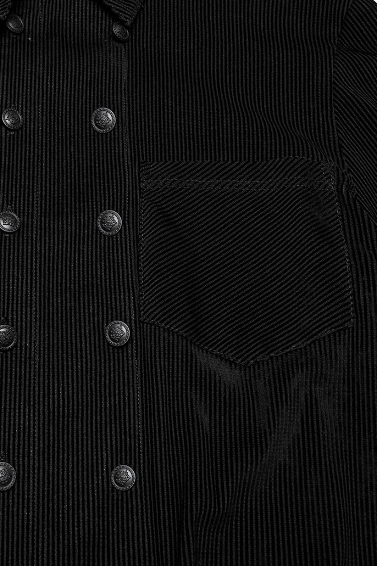 Black Double-breasted Long Puff Sleeves Gothic Blouse