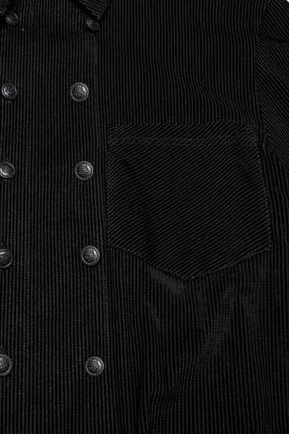 Black Double-breasted Long Puff Sleeves Gothic Blouse