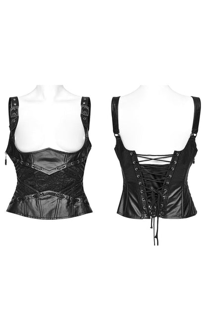 Black Stitching Lace Lace-up Underbust Gothic Corset