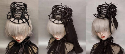 [pre-order Deadline: June 8] Phantom Knight Series Flower Veil Skeleton Hat + Mini Hat