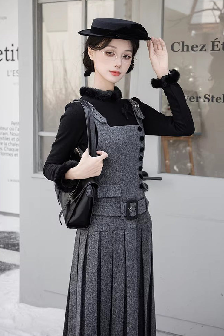 Grey [letters & Poems · Grace] Ruffled Daily Classic Lolita Jsk Dress 2 Versions