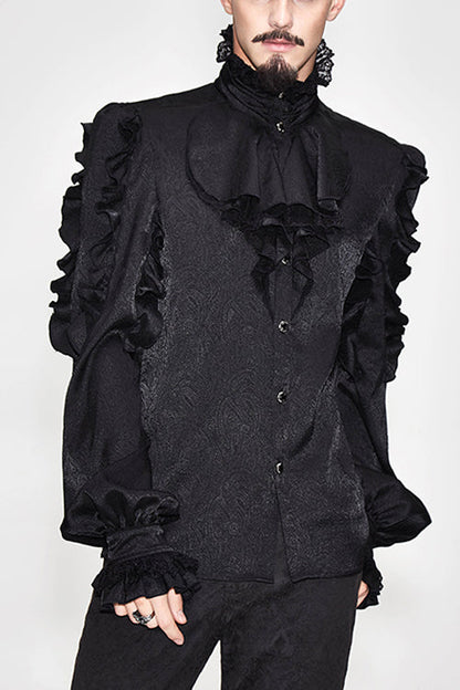 Black Vampire Ruffled Sleeves Gothic Blouse