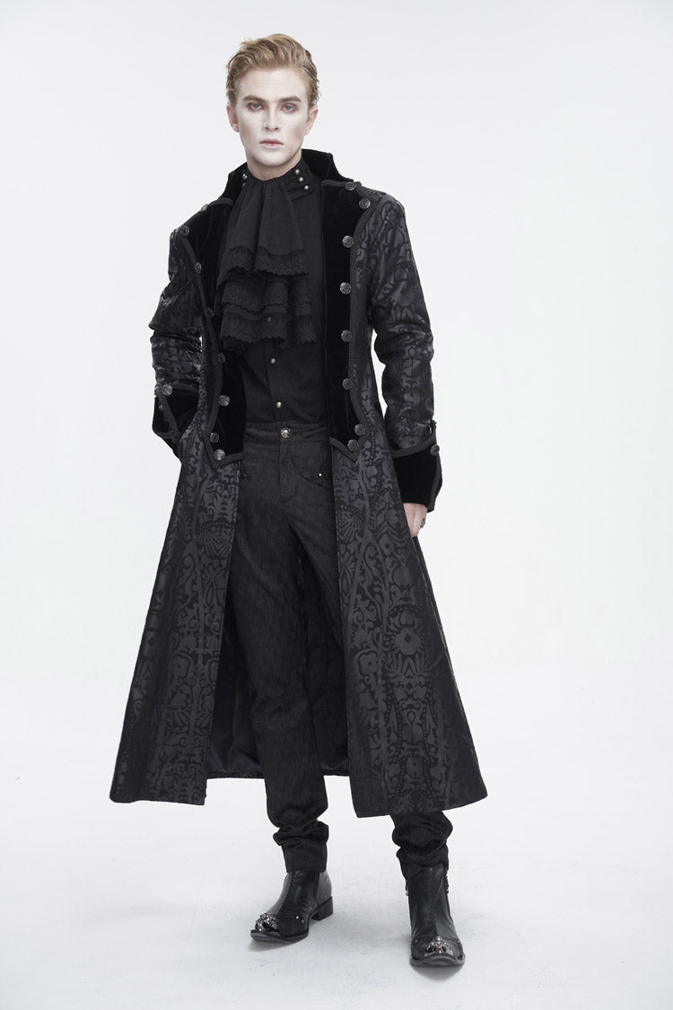 Black Puff Sleeved Ruffled Lace Splice Gothic Shirt