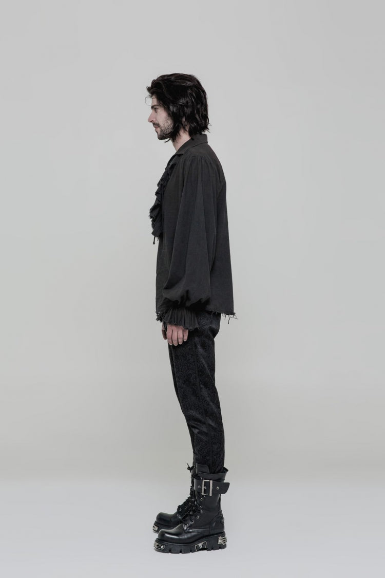 Long Sleeves Ruched Lace-up Steampunk Blouse 2 Colors