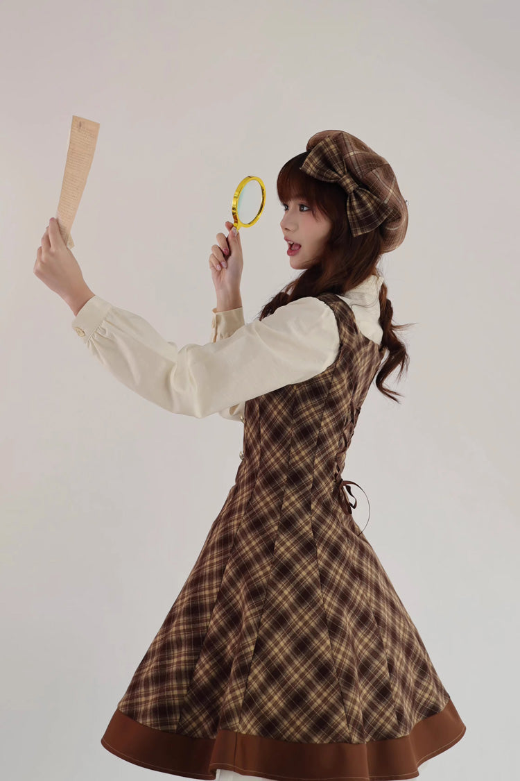 Brown [broken Pocket Watch] Sleeveless Printed Classic Lolita Bust-support Jsk Dress