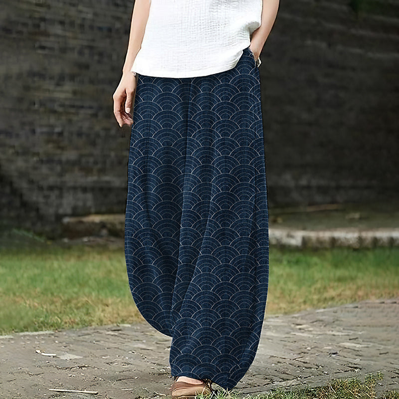 Women'S Japanese Waves Art  Loose Casual Pants elevenforest