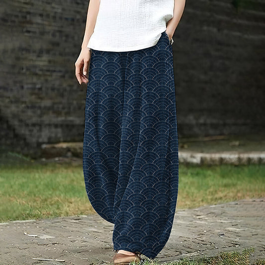 Women'S Japanese Waves Art  Loose Casual Pants elevenforest