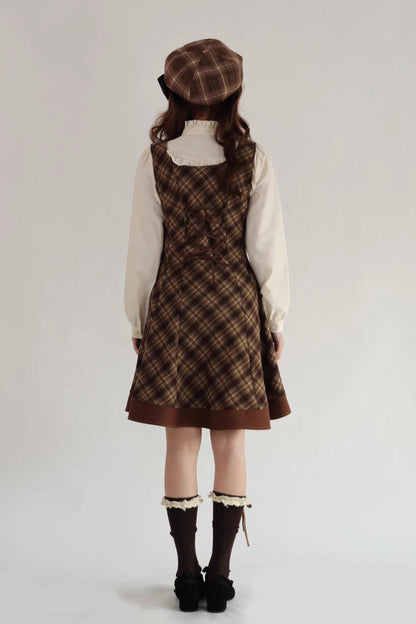 Brown [broken Pocket Watch] Sleeveless Printed Classic Lolita Bust-support Jsk Dress