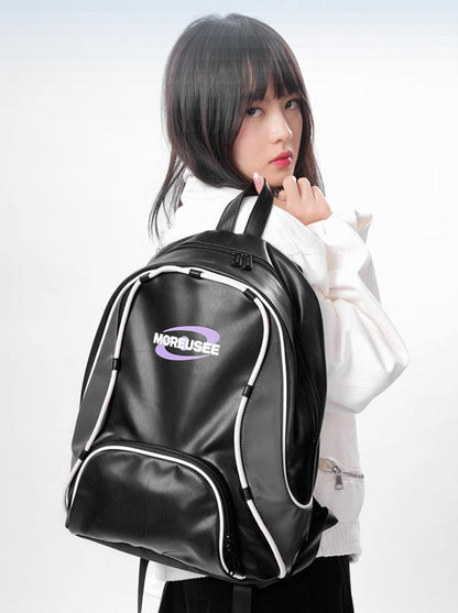 Piping Stitch Leather Pc Backpack