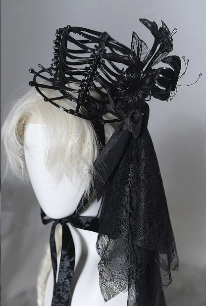 [pre-order Deadline: June 8] Phantom Knight Series Flower Veil Skeleton Hat + Mini Hat