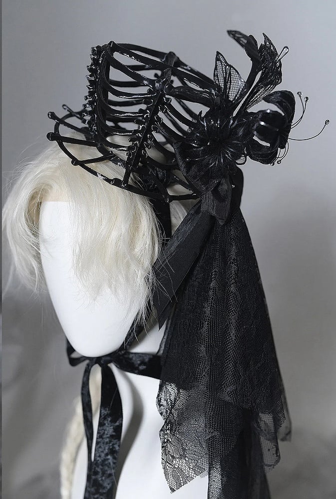 [pre-order Deadline: June 8] Phantom Knight Series Flower Veil Skeleton Hat + Mini Hat