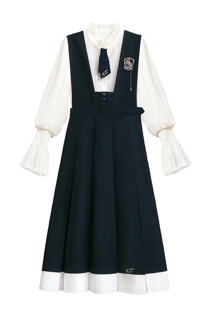 Blue Sleeveless Classic College Style Lolita Jumper Dress