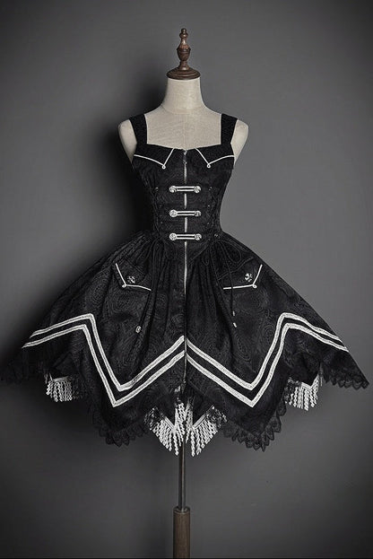 [pre-order Deadline: April 23] Dawnbreaker Gothic Jacquard Military Bustier Suspender Dress