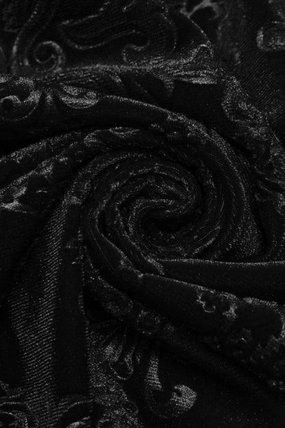 Long Sleeves Embossed Velvet Print Gothic Blouse 2 Colors