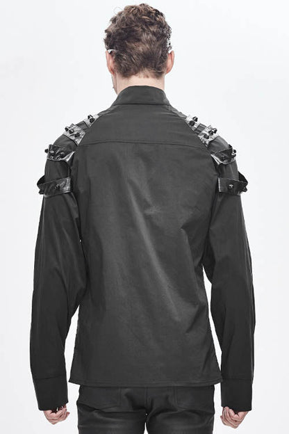 Black Long Sleeve Shoulder Zipper Punk Blouse