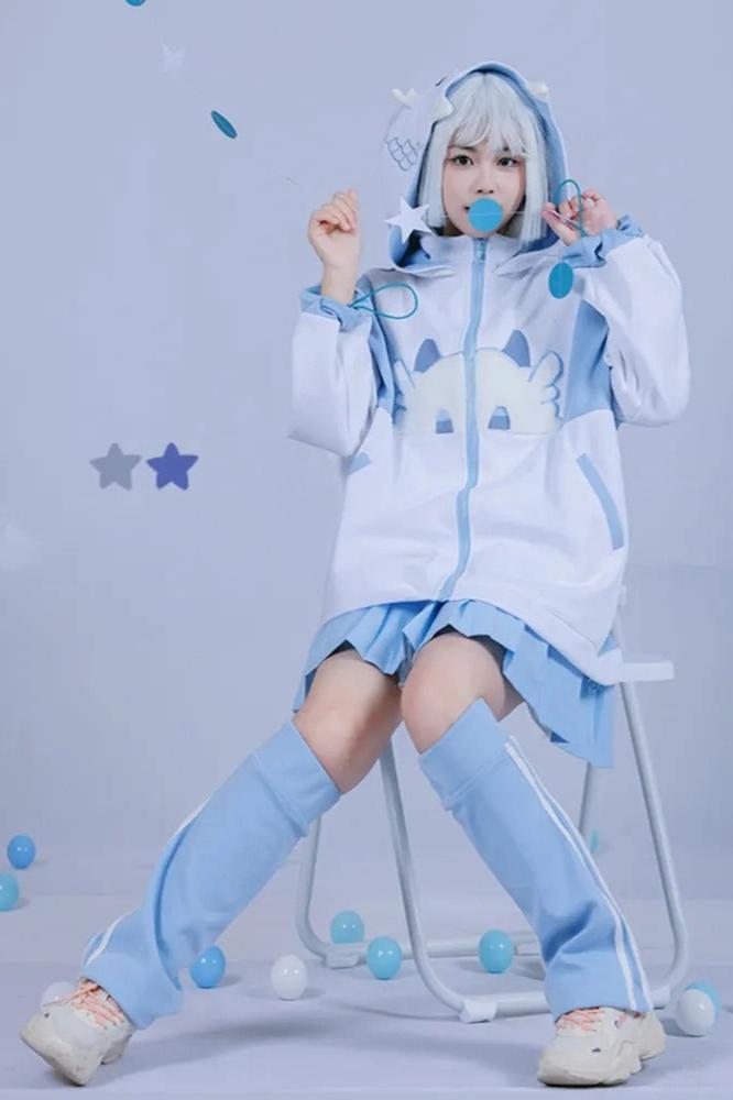 [angel Style] Aqua Color Dragon Baby Loose Jacket + Long Sleeve T-shirt + Bottoms + Leg Warmers