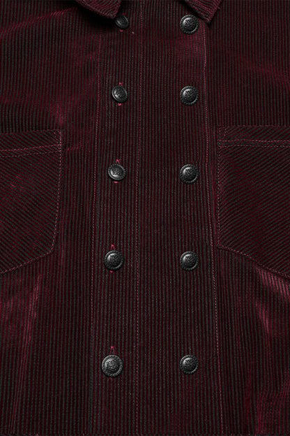 Black/red Double-breasted Long Puff Sleeves Gothic Blouse
