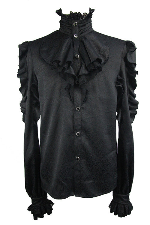Black Vampire Ruffled Sleeves Gothic Blouse