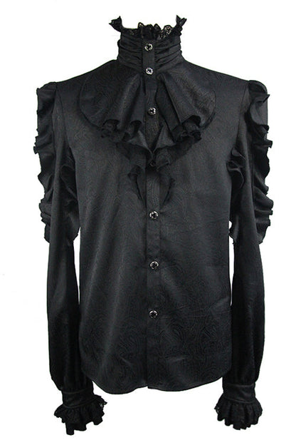 Black Vampire Ruffled Sleeves Gothic Blouse