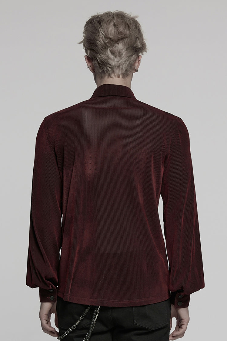 Black/red Double-breasted Long Puff Sleeves Gothic Blouse