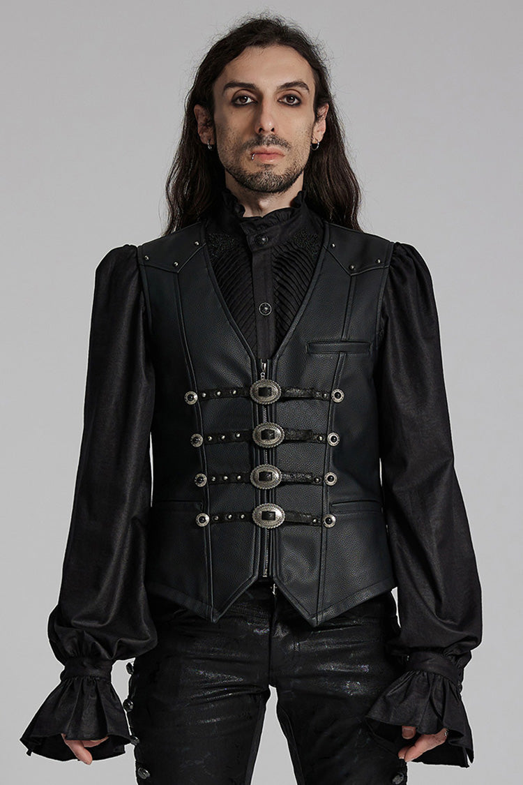 Black Rivet Buckle Gothic Vest