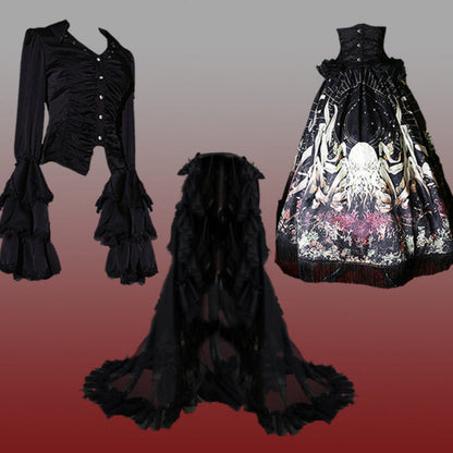 Cthulhu Gothic Dark Lolita Shirt + Skirt + Tail + Corset
