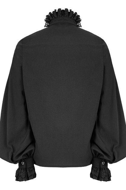 Black Chiffon Hand Embroidered Gothic Blouse