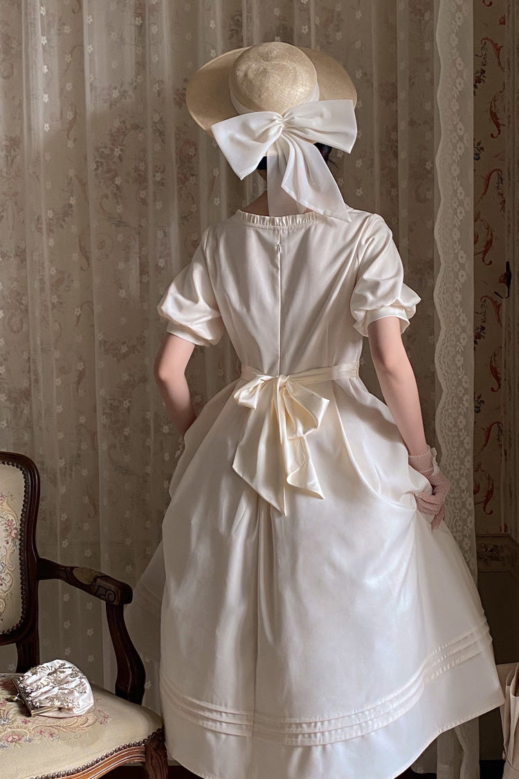 Apricot [random Thoughts] Square Collar Short Sleeves Ruffle Classic Lolita Dress