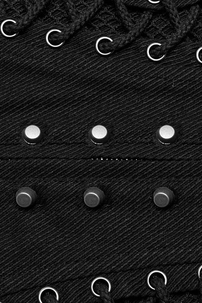 Black Multi-buckles Studded Lace-up Punk Girdle