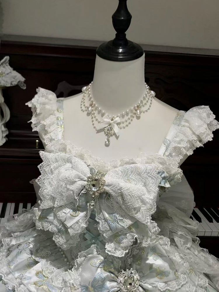 [pre-order Deadline: May 13] Blue/white/light Green Butterfly Fantasy Dress + Complete Set