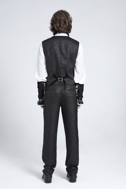 Black Sleeveless Embroidery Stitching Velvet Gothic Vest
