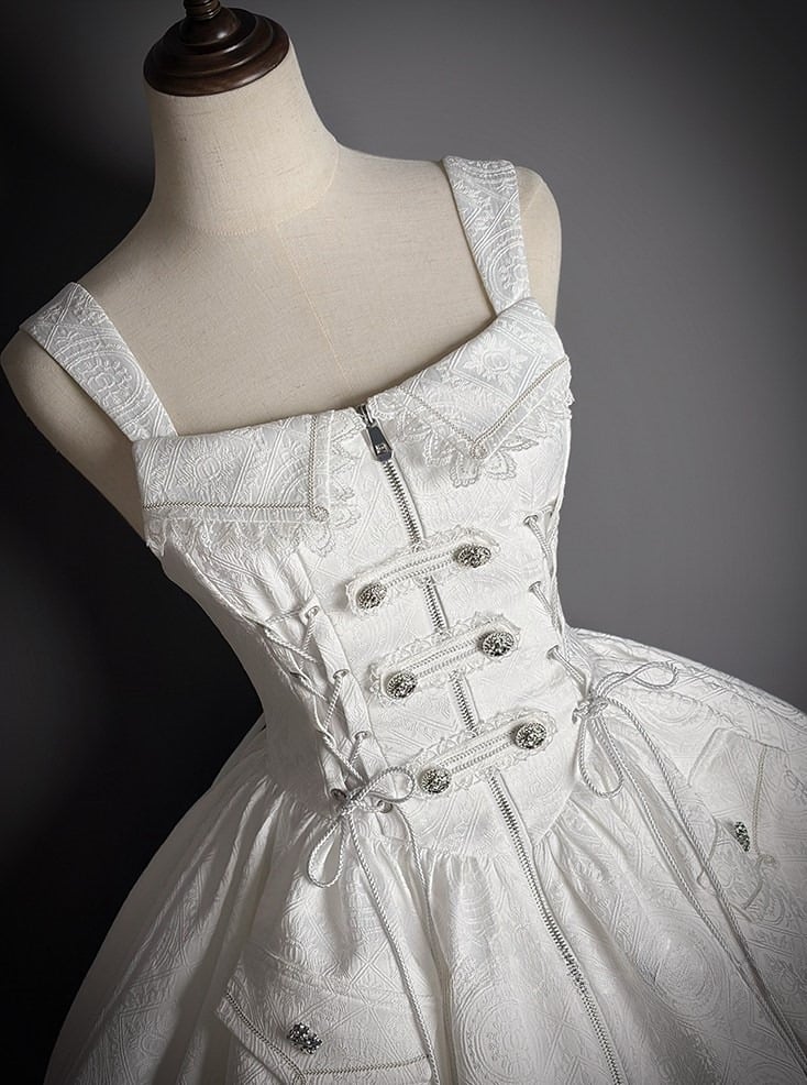 [pre-order Deadline: April 23] Dawnbreaker Gothic Jacquard Military Bustier Suspender Dress