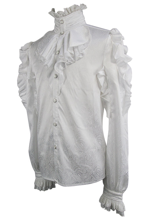 White Vampire Ruffled Sleeves Gothic Blouse