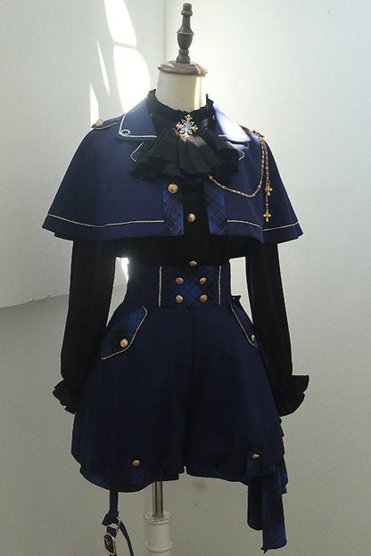 Lolita Prince Blouse + Shorts + Checkered Casquette