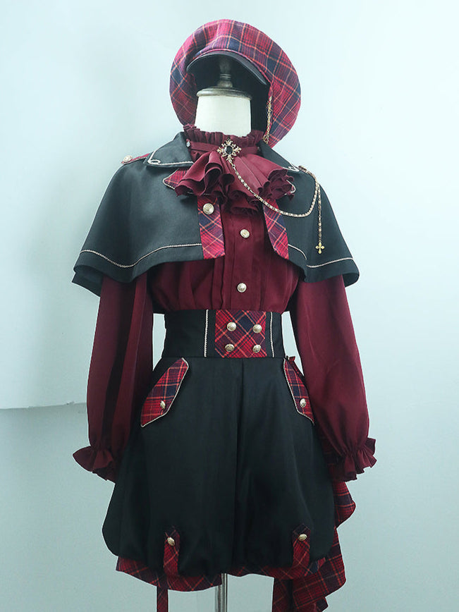 Lolita Prince Blouse + Shorts + Checkered Casquette
