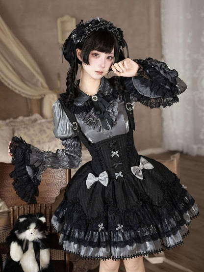 [pre-order Deadline: May 8] Classic Lace Ribbon Blouse + Suspender Tiered Dress Full Set + Complete Set