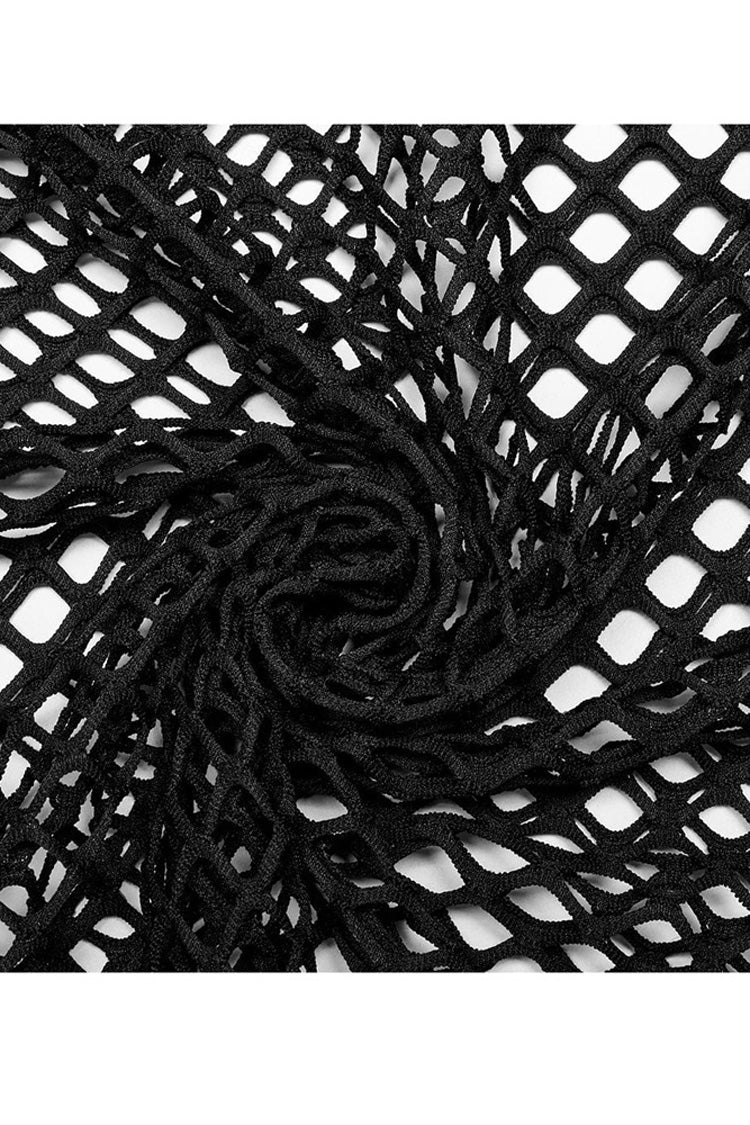 Black Punk Mesh See Through Long Sleeve T-shirt