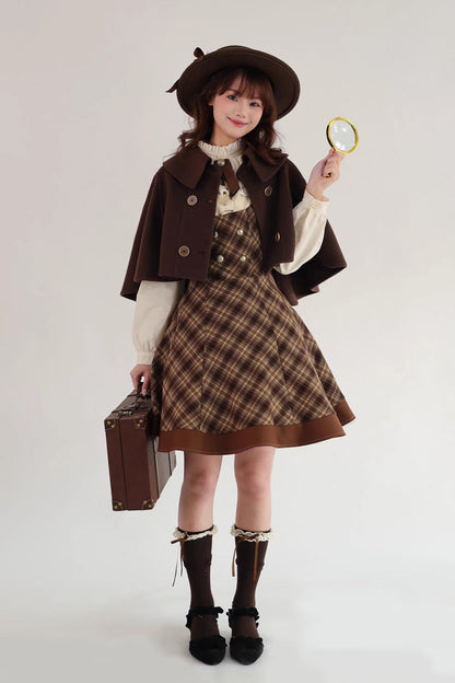 Brown [broken Pocket Watch] Sleeveless Printed Classic Lolita Bust-support Jsk Dress