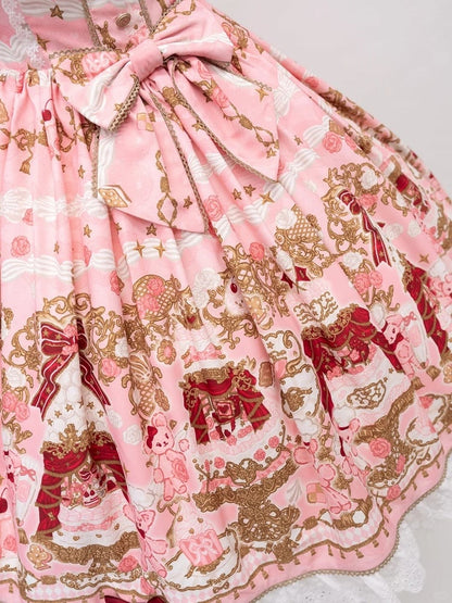 [pre-order Deadline: April 26] Retro Romance Sweet Lolita Ribbon Cake Print Halter Neck Dress