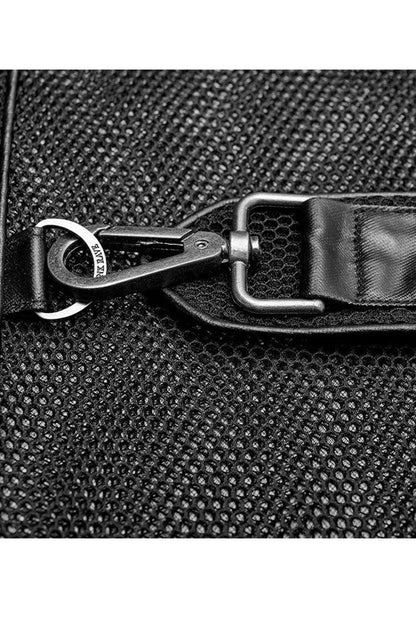 Black Punk Rough No Elasticity Woven Mesh Metal Buckle Belts Decoration Perspective Sleeveless Metal Zipper Vest