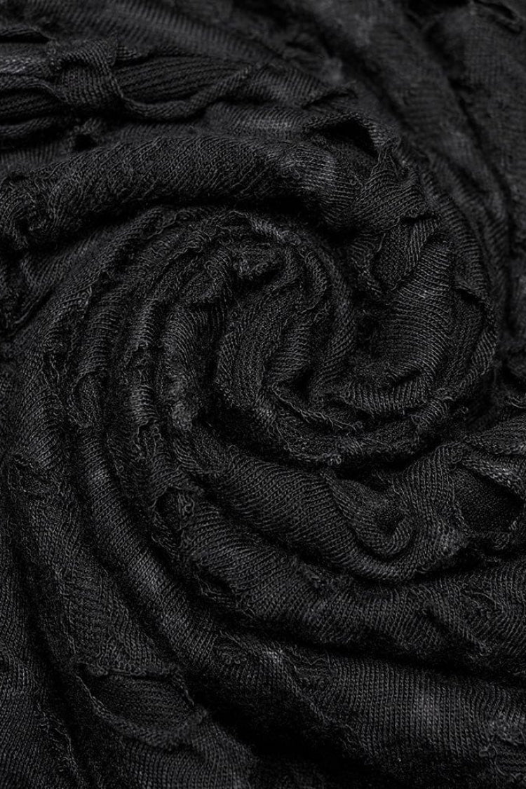 Black Long Sleeves Ripped Print Stitching Gothic T-shirt