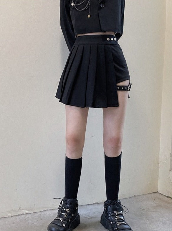 Jacket With Chain Strap + Split Metal Buckle Skirt